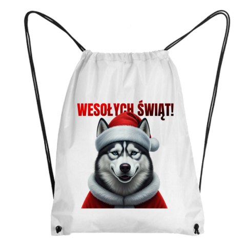 Worek Pies Husky w stroju Świętego Mikołaja