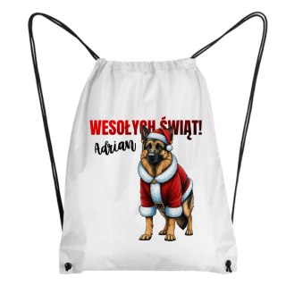 Worek Pies Świąteczny owczarek niemiecki z dowolnym imieniem