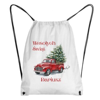Worek Świąteczny samochód z choinką z dowolnym imieniem