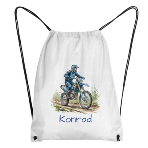 Worek enduro motocyklista z dowolnym imieniem
