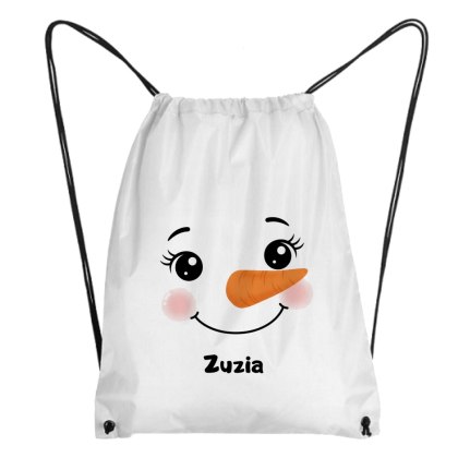 Worek z buzią bałwanka dziewczynka z dowolnym imieniem