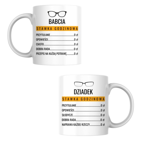 Zestaw kubków dla babci i dziadka - Cennik Babci & Cennik Dziadka