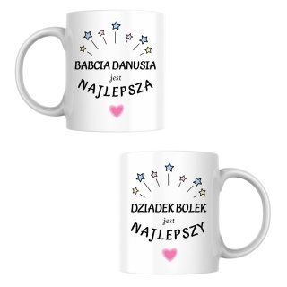 Zestaw kubków - Babcia jest najlepsza & Dziadek jest najlepszy - z dowolnymi imionami