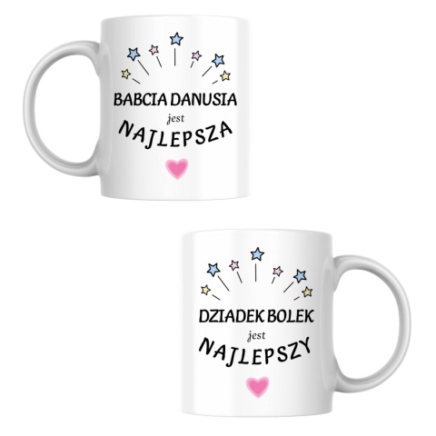 Zestaw kubków - Babcia jest najlepsza & Dziadek jest najlepszy - z dowolnymi imionami