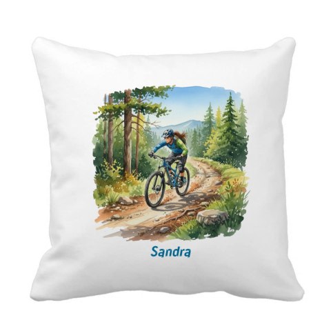 Poduszka dziewczyna na rowerze MTB z dowolnym imieniem
