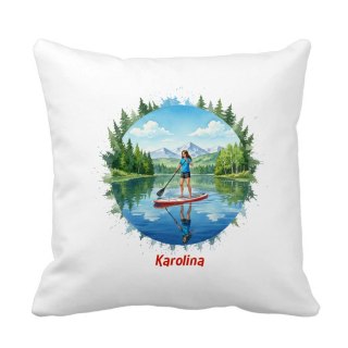 Poduszka dziewczyna pływająca na desce SUP z dowolnym imieniem