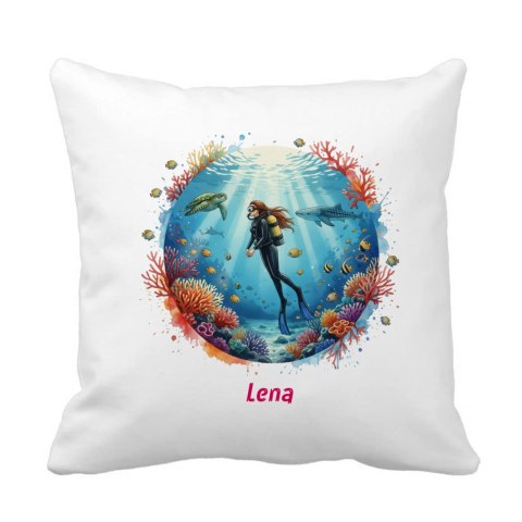Poduszka kobieta nurek z dowolnym imieniem