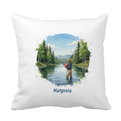 Poduszka kobieta wędkarz z dowolnym imieniem