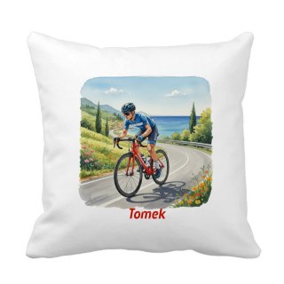 Poduszka mężczyzna trenujący kolarstwo szosowe z dowolnym imieniem