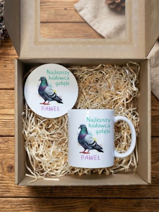 Zestaw prezentowy dla hodowcy gołębi - kubek + podkładka