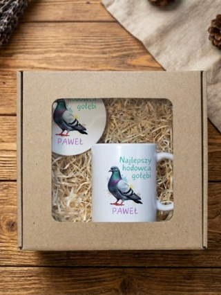 Zestaw prezentowy dla hodowcy gołębi - kubek + podkładka