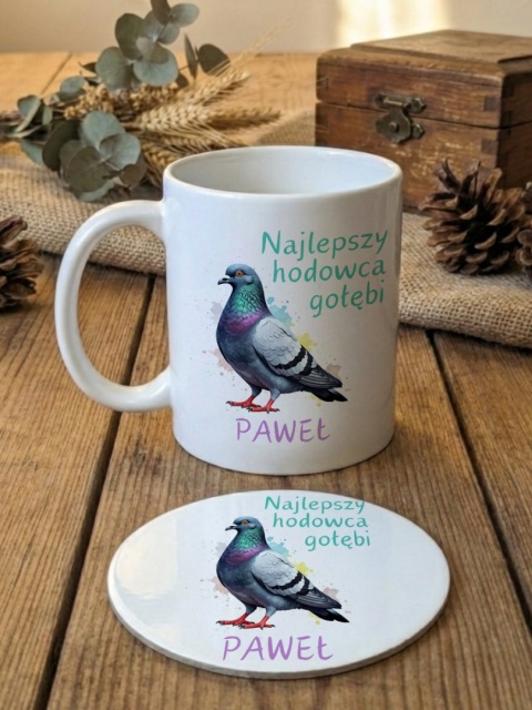 Zestaw prezentowy dla hodowcy gołębi - kubek + podkładka
