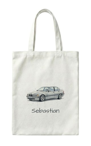 Torba BMW E36 sedan srebrne z dowolnym imieniem