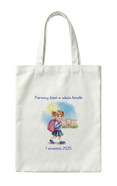 Torba Pierwszy dzień w szkole z dowolnym imieniem i datą - dziewczynka