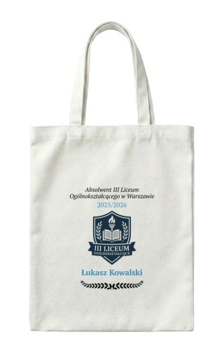 Torba dla absolwenta z dowolnym imieniem, napisem i logo szkoły