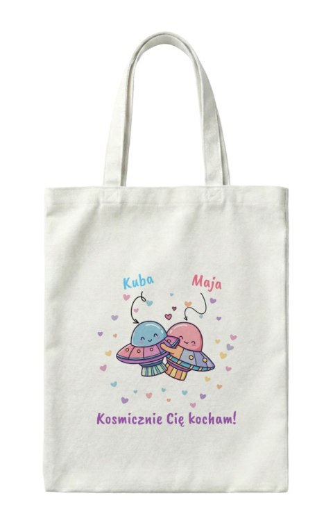Torba dla pary - Zakochane UFO z dowolnymi imionami