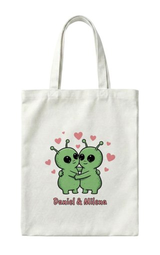 Torba dla pary Zakochani kosmici z dowolnymi imionami