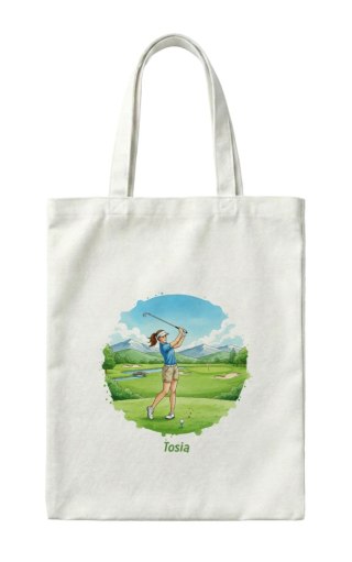 Torba dziewczyna gra w golfa z dowolnym imieniem