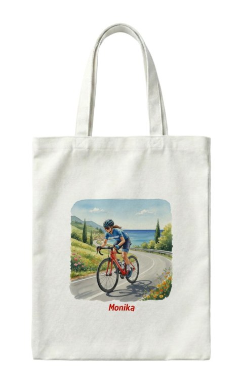 Torba dziewczyna na rowerze szosowym z dowolnym imieniem