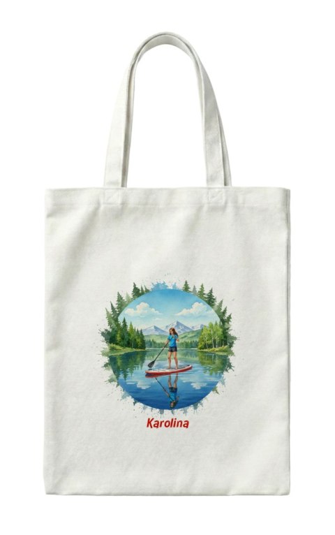 Torba dziewczyna pływająca na desce SUP z dowolnym imieniem