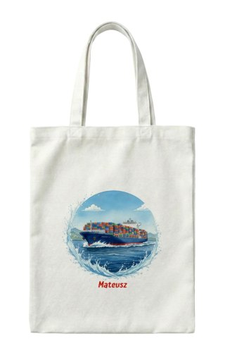 Torba statek kontenerowiec z dowolnym imieniem