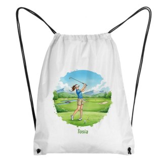 Worek dziewczyna gra w golfa z dowolnym imieniem