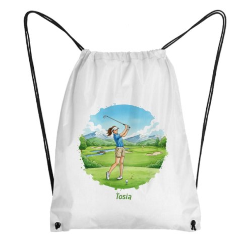 Worek dziewczyna gra w golfa z dowolnym imieniem