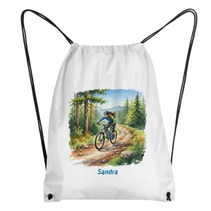 Worek dziewczyna na rowerze MTB z dowolnym imieniem