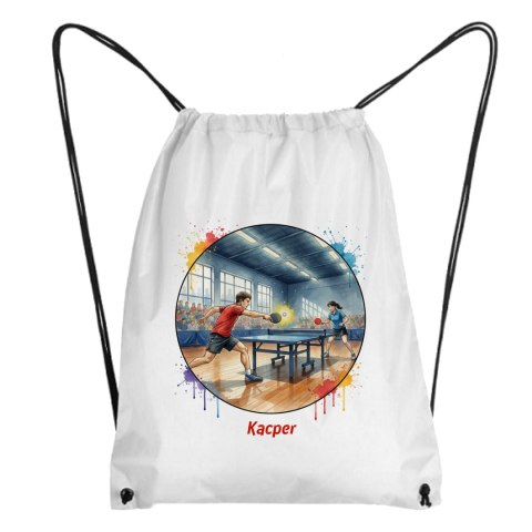 Worek gra w tenisa stołowego z dowolnym imieniem