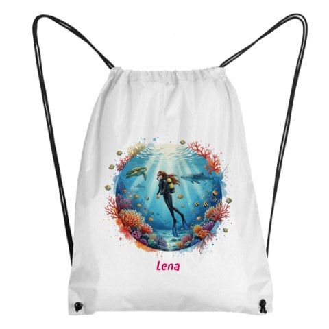 Worek kobieta nurek z dowolnym imieniem