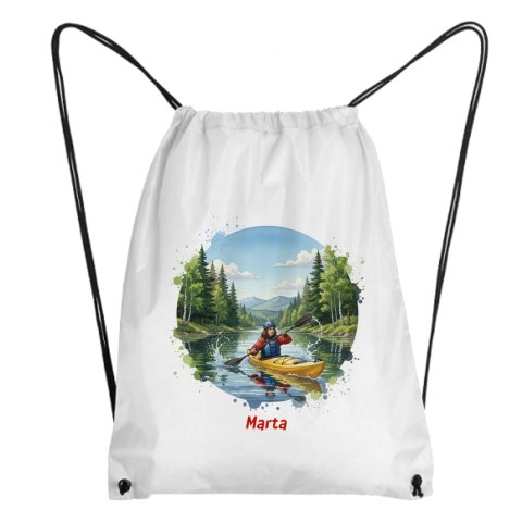 Worek kobieta płynąca kajakiem z dowolnym imieniem