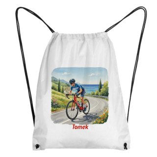 Worek mężczyzna trenujący kolarstwo szosowe z dowolnym imieniem