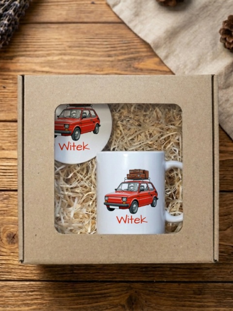 Zestaw prezentowy Fiat 126p Maluch kubek i podkładka