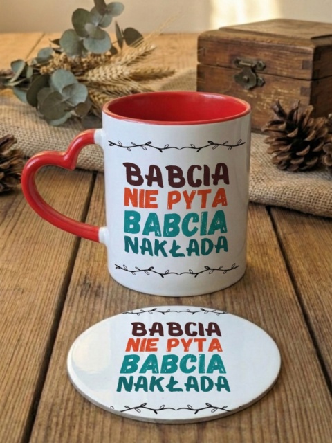 Zestaw prezentowy dla babci - babcia nie pyta - kubek + podkładka