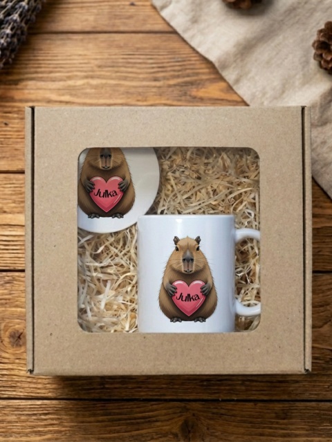 Zestaw prezentowy z kapibarą - kubek + podkładka