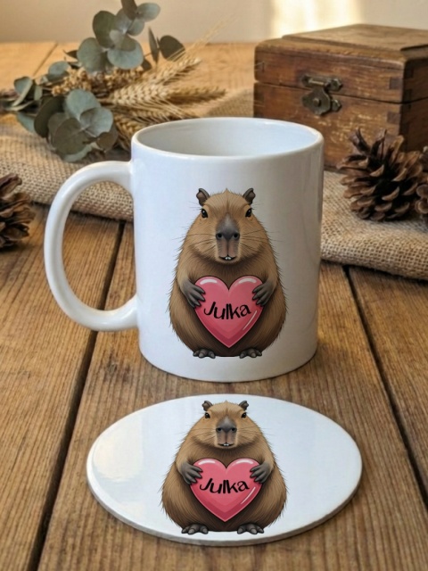 Zestaw prezentowy z kapibarą - kubek + podkładka