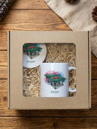 Zestaw prezentowy tenis stołowy ping pong - kubek + podkładka