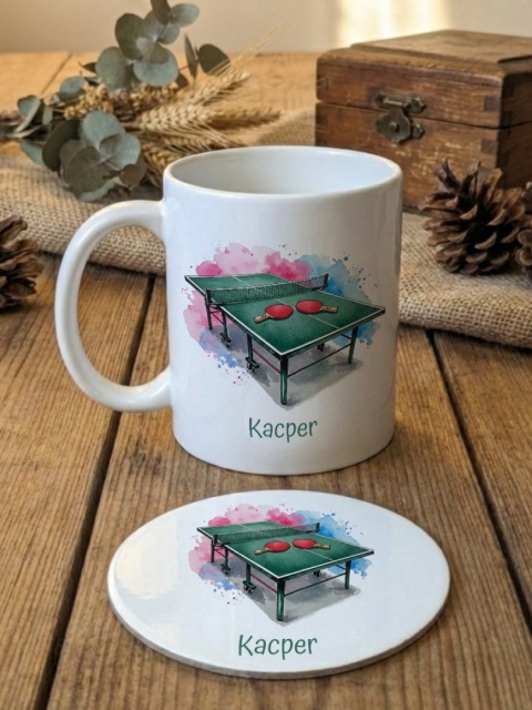 Zestaw prezentowy tenis stołowy ping pong - kubek + podkładka