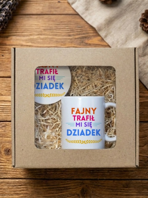 Zestaw prezentowy dla dziadka - fajny trafił mi się dziadek- kubek + podkładka