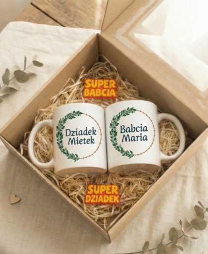 Zestaw prezentowy kubki na dzień babci i dziadka
