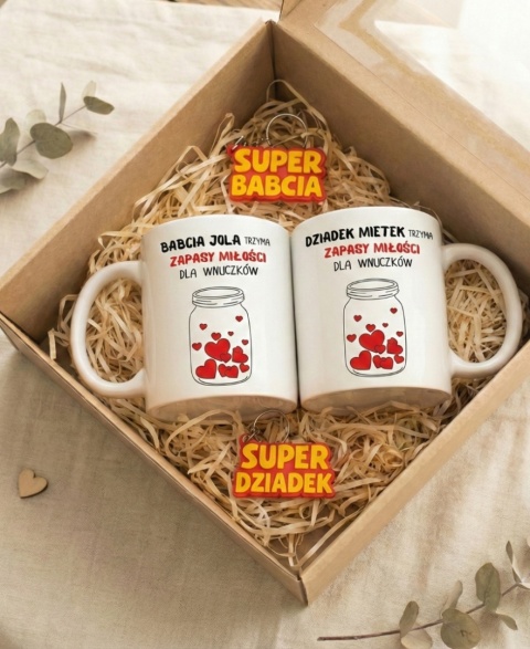 Zestaw prezentowy kubki dla babci i dziadka - zapasy miłości