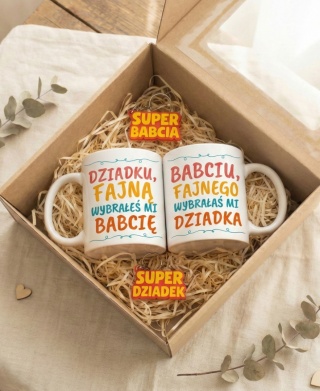 Zestaw prezentowy na dzień babci i dziadka - śmieszne kubki