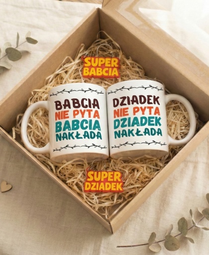 Zestaw prezentowy na dzień babci i dziadka - kubki z zabawnym napisem