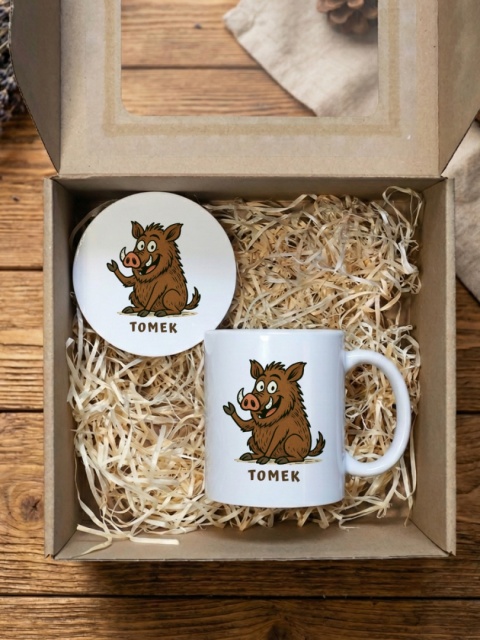 Zestaw prezentowy Dzik - kubek i podkładka