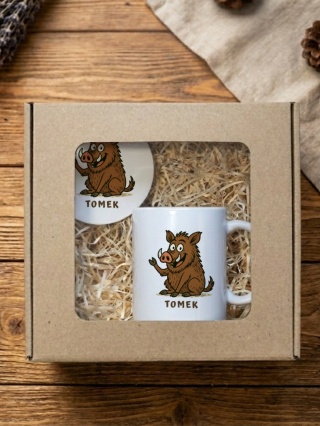Zestaw prezentowy Dzik - kubek i podkładka