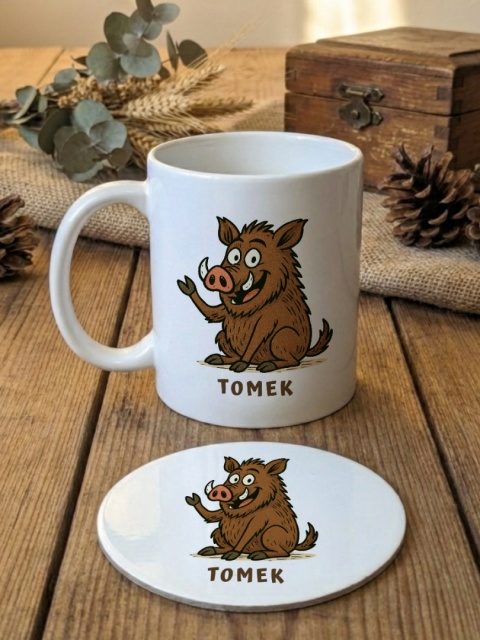 Zestaw prezentowy Dzik - kubek i podkładka