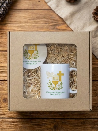 Zestaw prezentowy I Komunia Święta - kubek i podkładka