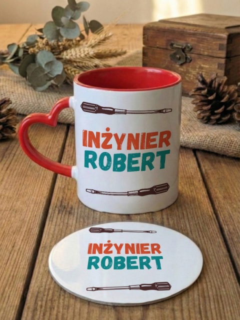 Zestaw prezentowy Inżynier z dowolnym imieniem - kubek i podkładka