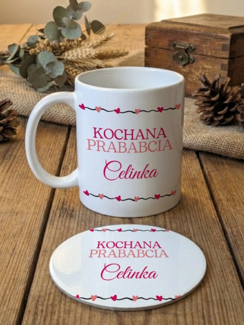 Zestaw prezentowy dla prababci - kochana prababcia - kubek + podkładka