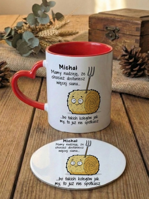 Zestaw prezentowy na odejście z pracy - kubek i podkładka z dowolnym imieniem